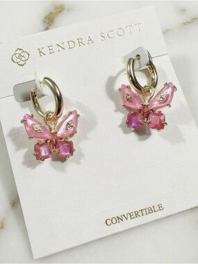 Kendra Scott 14k Gold-Plated Mixed Stone Butterfly Charm Huggie Hoop Earrings